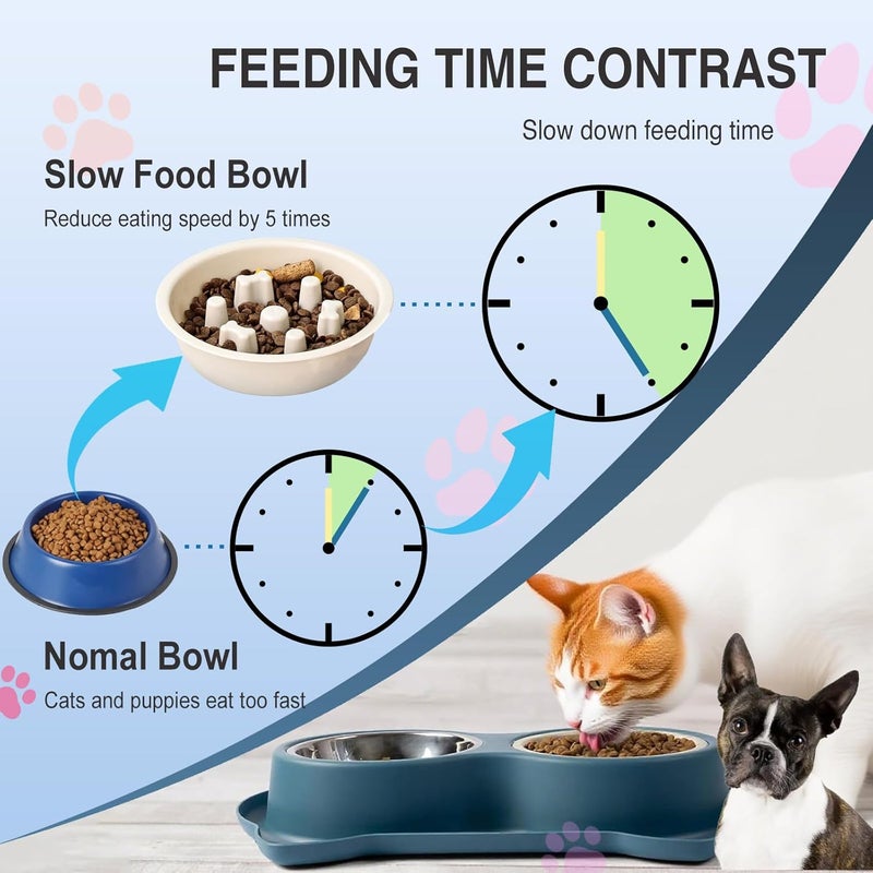 AKEISHE Slow Feeder Dog Bowls & Cat Bowls, 3-in-1 Stainless Steel Pet Food Dish with Non-Slip Base, Fun Maze Design to Prevent Bloating, Choking & Overeating for Fast Eaters - Image 2
